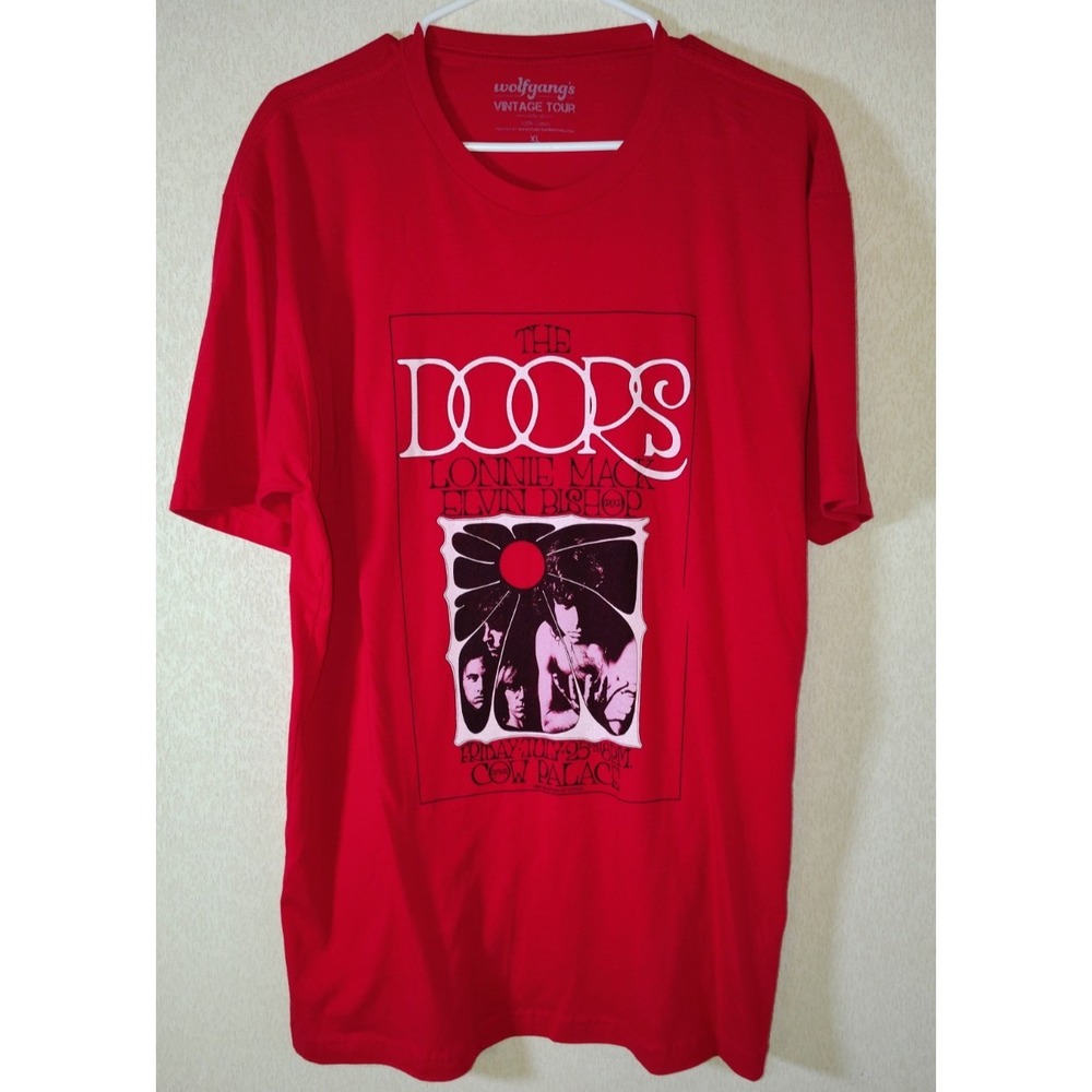Wolfgang's The Doors Cow Palace Men's Red Retro Rock Band Graphic Tee XL